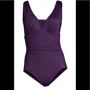 Land’s End Plus Standard Grecian Slenderize one piece soft cup Berry Various